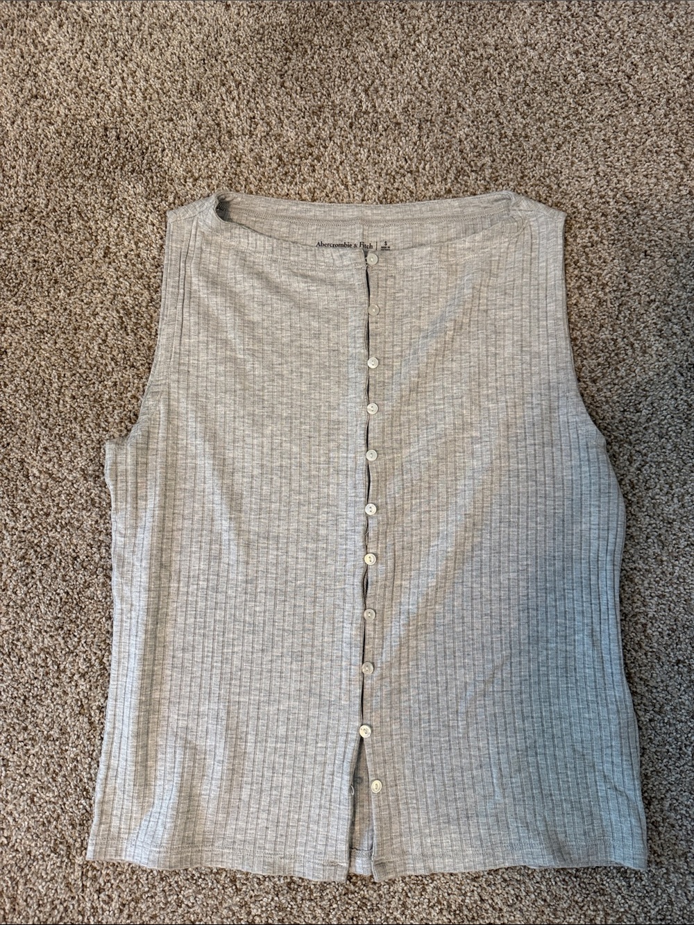 Abercrombie & Fitch Light Gray Ribbed Button-Front Tank